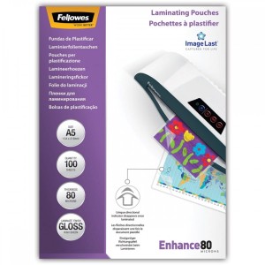 Folia do laminacji Premium Fellowes błyszcząca, sztywna A5 80 mic.