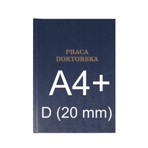 Okładka twarda z napisem - O.HARD Classic - 304 x 212 mm (A4+ pionowa) - Praca Doktorska - 10 sztuk - niebieski - D (20 mm)