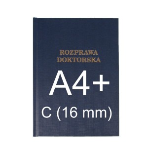 Okładka twarda z napisem - O.HARD Classic - 304 x 212 mm (A4+ pionowa) - Rozprawa Doktorska - 10 sztuk - niebieski - C (16 mm)
