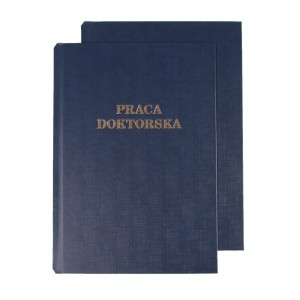 Okładka twarda z napisem - O.HARD COVER Classic - 304 x 212 mm (A4+ pionowa) - Praca Doktorska - 10 par - niebieski