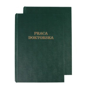 Okładka twarda z napisem - O.HARD COVER Classic - 304 x 212 mm (A4+ pionowa) - Praca Doktorska - 10 par - zielony