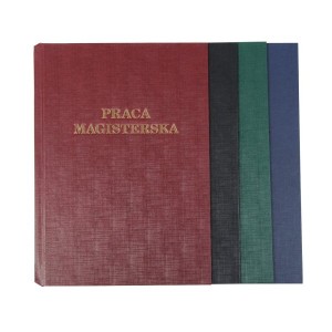 Okładka twarda z napisem - O.HARD COVER Classic - 304 x 212 mm (A4+ pionowa) - Praca Magisterska - 10 par - niebieski