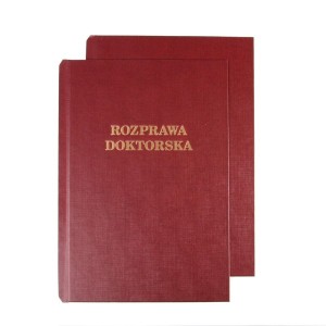 Okładka twarda z napisem - O.HARD COVER Classic - 304 x 212 mm (A4+ pionowa) - Rozprawa Doktorska - 10 par - bordowa