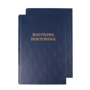 Okładka twarda z napisem - O.HARD COVER Classic - 304 x 212 mm (A4+ pionowa) - Rozprawa Doktorska - 10 par - niebieski