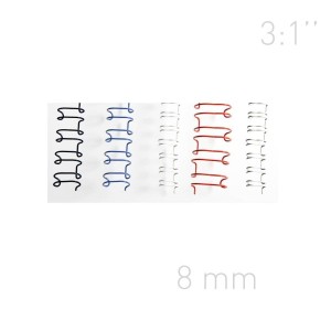Grzbiety drutowe - O.WIRE 3:1 - A4 - 100 sztuk - czarne - 8 mm