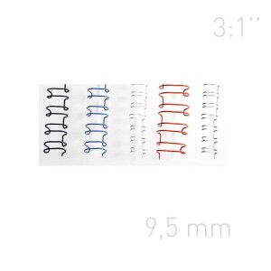 Grzbiety drutowe - O.WIRE 3:1 - A4 - 100 sztuk - białe - 9,5 mm
