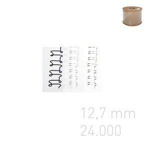 Grzbiety drutowe na szpuli - O.WIRE 3:1 - srebrny - 12,7 mm - 24,000 oczek