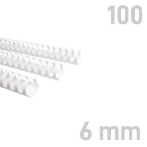 Grzbiety plastikowe - O.COMB Okrągłe - A4 - biały - 6 mm - 100 sztuk