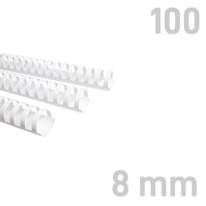Grzbiety plastikowe - O.COMB Okrągłe - A4 - biały - 8 mm - 100 sztuk