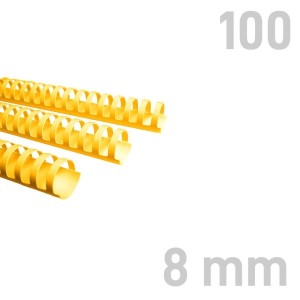 Grzbiety plastikowe - O.COMB Okrągłe - A4 - żółty - 8 mm - 100 sztuk