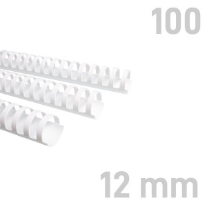 Grzbiety plastikowe - O.COMB Okrągłe - A4 - biały - 12 mm - 100 sztuk