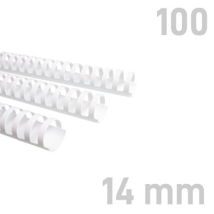 Grzbiety plastikowe - O.COMB Okrągłe - A4 - biały - 14 mm - 100 sztuk