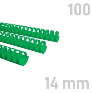 Grzbiety plastikowe - O.COMB Okrągłe - A4 - zielony - 14 mm - 100 sztuk