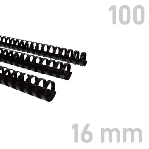 Grzbiety plastikowe - O.COMB Okrągłe - A4 - czarny - 16 mm - 100 sztuk