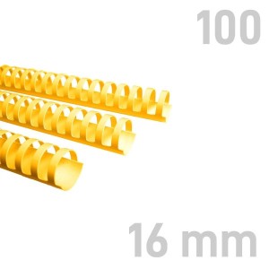 Grzbiety plastikowe - O.COMB Okrągłe - A4 - żółty - 16 mm - 100 sztuk