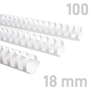 Grzbiety plastikowe - O.COMB Okrągłe - A4 - biały - 18 mm - 100 sztuk