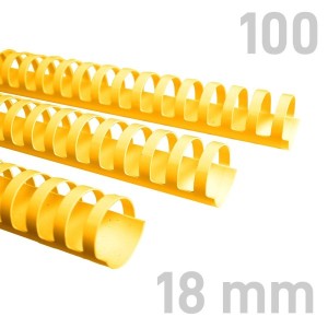 Grzbiety plastikowe - O.COMB Okrągłe - A4 - żółty - 18 mm - 100 sztuk