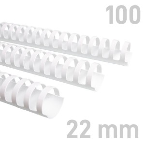 Grzbiety plastikowe - O.COMB Okrągłe - A4 - biały - 22 mm - 100 sztuk