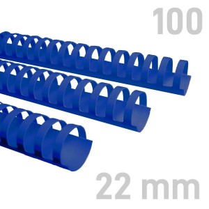 Grzbiety plastikowe - O.COMB Okrągłe - A4 - niebieski - 22 mm - 100 sztuk