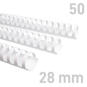 Grzbiety plastikowe - O.COMB Okrągłe - A4 - biały - 28 mm - 50 sztuk