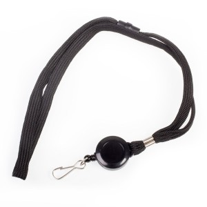Smycze z rozwijaną linką zakończone karabińczykiem - O.LANYARD REEL 1 - czarny - 10 sztuk
