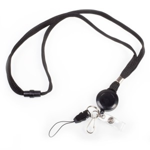 Smycze z rozwijaną linką zakończone pętelką - O.LANYARD REEL 2 - czarny - 10 sztuk