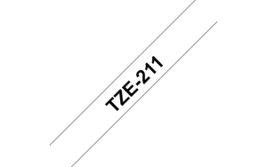 Brother TZ-211, TZe-211, Taśma 6mm, laminowana, czarny nadruk, białe tło, P-touch, TZE211