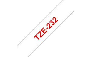Brother TZE-232, Taśma 12mm, laminowana, czerwony nadruk/ białe tło, P-touch TZE232