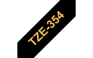 Brother TZE-354, Taśma 24mm, laminowana, złoty nadruk / czarne tłoo, P-touch TZE354
