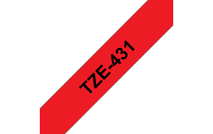 Brother TZe-431, TZ-431, Taśma 12mm, laminowana, czarny nadruk, czerwone tło, P-touch, TZE431