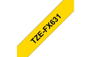 Brother TZe-FX631, Taśma 12mm, elastyczna, laminowana, czarny nadruk, żółte tło, P-touch, TZEFX631