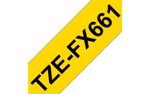 Brother TZe-FX661, Taśma 36mm, elastyczna, laminowana, czarny nadruk, żółte tło, P-touch, TZEFX661