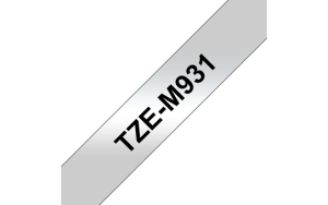 Brother TZE-M931, Taśma laminowana, metaliczna o szerokości 12mm, czarny nadruk / srebrne tło (matowe)
