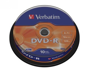Verbatim DVD-R 16x 4.7GB 10P CB           43523