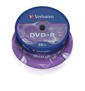 Verbatim DVD+R 16x 4.7GB 25P CB           43500
